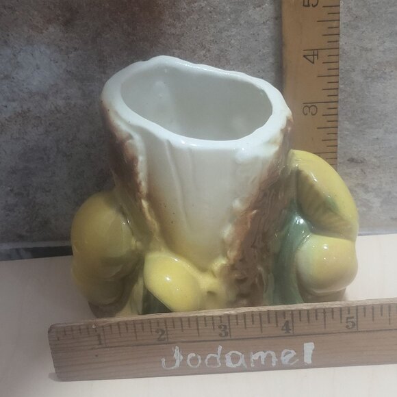 Vintage Ceramic Tree Stump Mushrooms Planter Vase - Picture 9 of 10